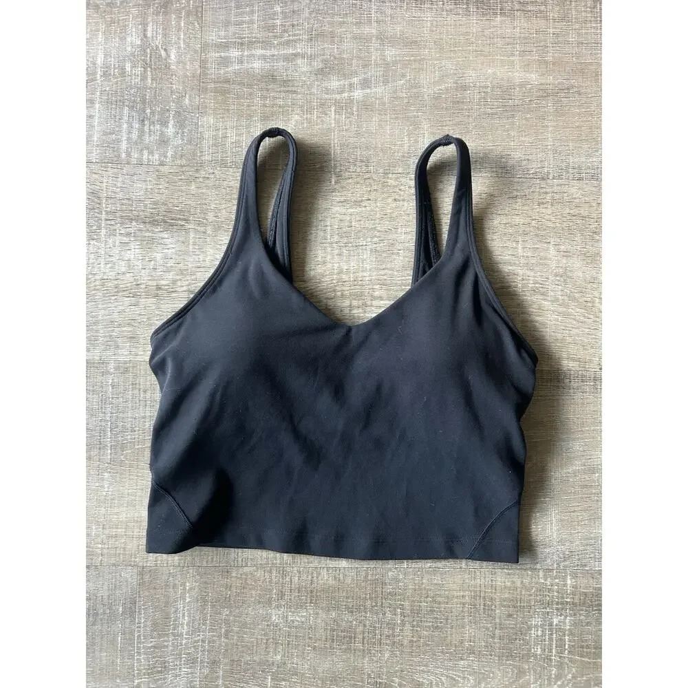 Lululemon Align Tank Top Womens 6 Black Built In Bra Yoga Crop Removable Pads